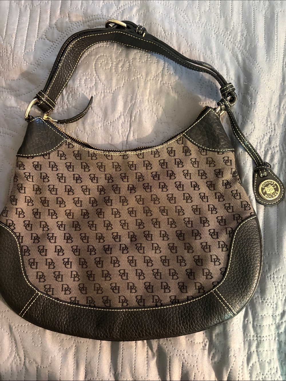 Dooney & Bourke Brown & Tan Signature DB Hobo